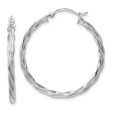 Image of 33.75mm 14k White Gold Polished 2.5mm Twisted Hoop Earrings TF1608W