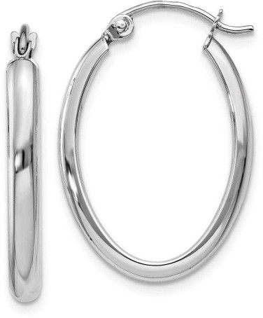 Image of 13mm 14K White Gold Polished 2.75mm Oval Tube Hoop Earrings TF112