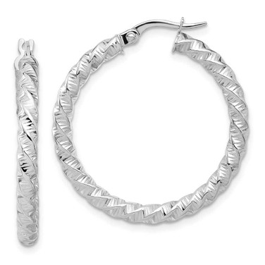 Image of 31.5mm 14K White Gold Polished 3mm Twisted Hoop Earrings TF1146W