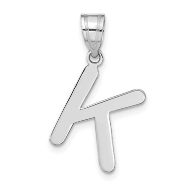 Image of 14K White Gold Polished Bubble Letter K Initial Pendant