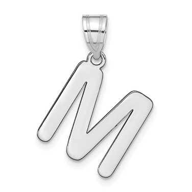 Image of 14K White Gold Polished Bubble Letter M Initial Pendant