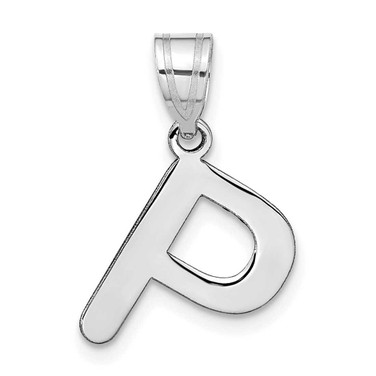 Image of 14K White Gold Polished Bubble Letter P Initial Pendant