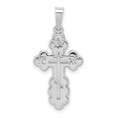 Image of 14K White Gold Polished Eastern Orthodox Solid Cross Pendant