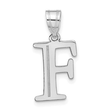 Image of 14K White Gold Polished Etched Letter F Initial Pendant