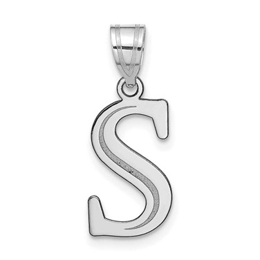 Image of 14K White Gold Polished Etched Letter S Initial Pendant