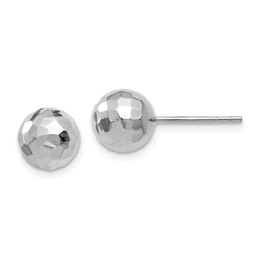 Image of 8mm 14K White Gold Polished Faceted Stud Post Earrings