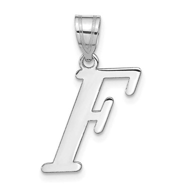 Image of 14K White Gold Polished Letter F Initial Pendant