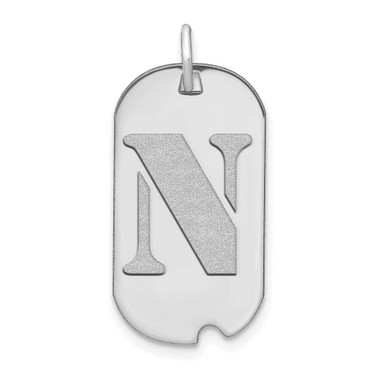 Image of 14K White Gold Polished Letter N Initial Dog Tag Pendant