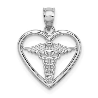 Image of 14K White Gold Polished Medical Heart Pendant