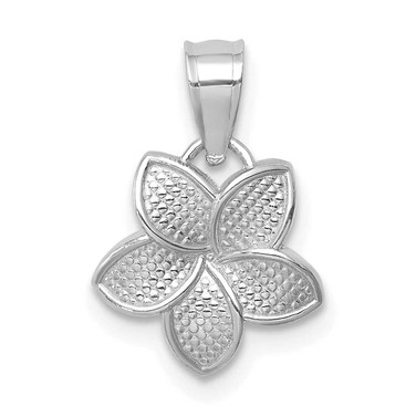 Image of 14K White Gold Polished Mini Plumeria Flower Pendant