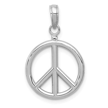 Image of 14K White Gold Polished Peace Sign Pendant