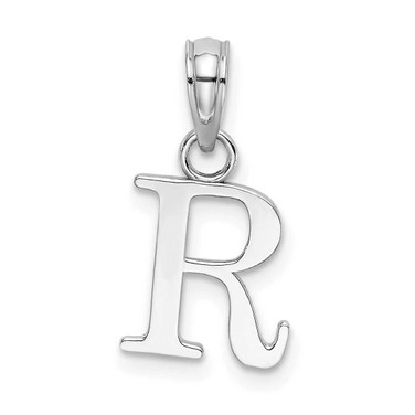 Image of 14K White Gold Polished R Block Initial Pendant