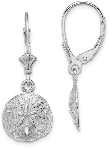 Image of 29.25mm 14K White Gold Polished Sand Dollar Leverback Earrings TF1816W