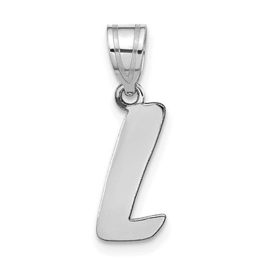 Image of 14K White Gold Polished Script Letter L Initial Pendant