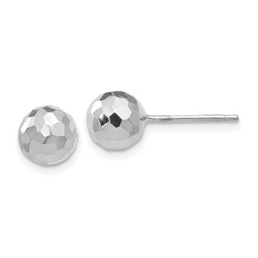 Image of 7mm 14K White Gold Polished Shiny-Cut 7mm Ball Stud Post Earrings