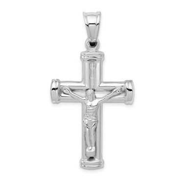 Image of 14K White Gold Reversible Crucifix / Cross Pendant D3243