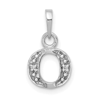 Image of 14K White Gold Rhodium-plated Diamond Letter O Initial Pendant