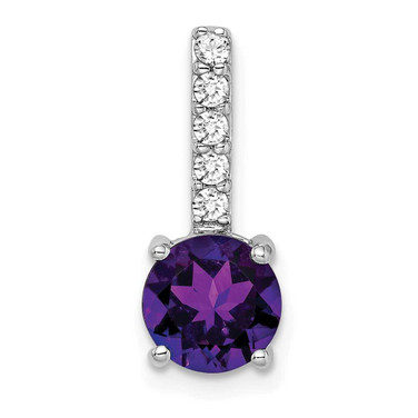 Image of 14K White Gold Round Amethyst & Diamond Pendant PM7036-AM-013-WA