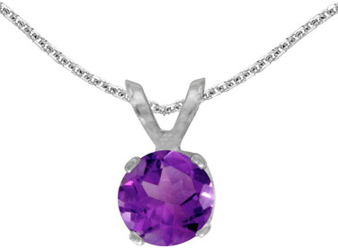 Image of 14k White Gold Round Amethyst Pendant (Chain NOT included) (CM-P1471XW-02)