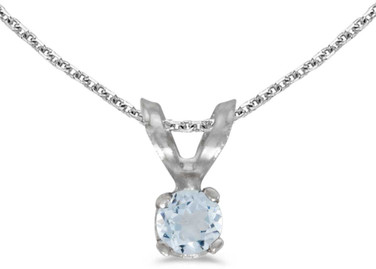 Image of 14k White Gold Round Aquamarine Pendant (Chain NOT included) (CM-P1418XW-03)