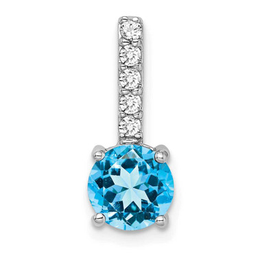 Image of 14K White Gold Round Blue Topaz & Diamond Pendant PM7036-BT-013-WA Image of 14K White Gold Round Blue Topaz & Diamond Pendant PM7036-BT-013-WA
