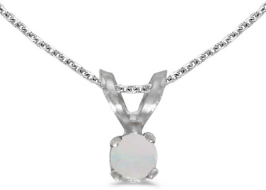 Image of 14k White Gold Round Opal Pendant (Chain NOT included) (CM-P1418XW-10)