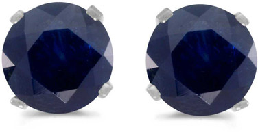 Image of 14k White Gold Round Sapphire Stud Earrings (CM-E1471XW-09)
