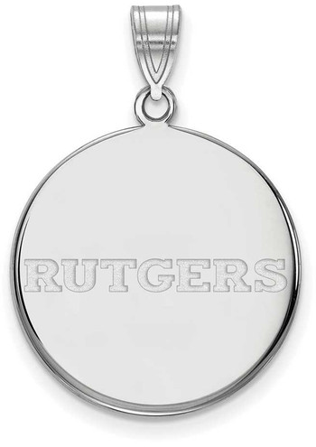 Image of 14K White Gold Rutgers Large Disc Pendant by LogoArt (4W023RUT)