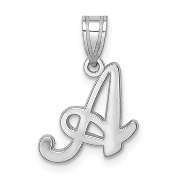 Image of 14K White Gold Script Letter A Initial Pendant