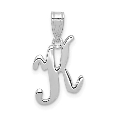 Image of 14K White Gold Script Letter K Initial Pendant