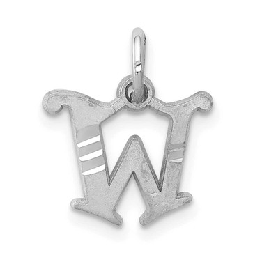 Image of 14K White Gold Shiny-Cut Initial W Charm