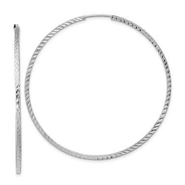 Image of 55mm 14K White Gold Shiny-Cut Square Tube Endless Hoop Earrings TF1002W