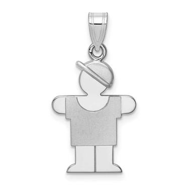 Image of 14K White Gold Small Boy w/ Hat On Right Pendant XK304