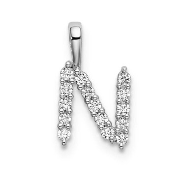 Image of 14K White Gold Small Initial N Diamond Pendant