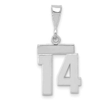 Image of 14K White Gold Small Polished Number 14 Pendant