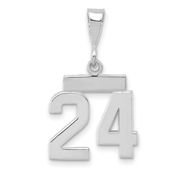 Image of 14K White Gold Small Polished Number 24 Pendant