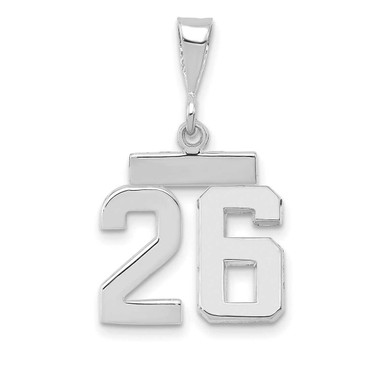 Image of 14K White Gold Small Polished Number 26 Pendant