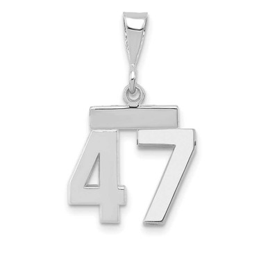 Image of 14K White Gold Small Polished Number 47 Pendant