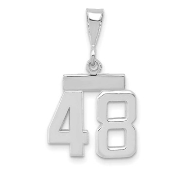 Image of 14K White Gold Small Polished Number 48 Pendant