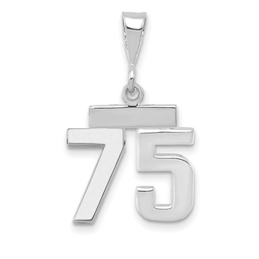 Image of 14K White Gold Small Polished Number 75 Pendant