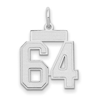 Image of 14K White Gold Small Satin Number 64 Charm