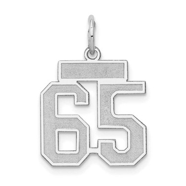 Image of 14K White Gold Small Satin Number 65 Charm