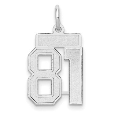 Image of 14K White Gold Small Satin Number 81 Charm