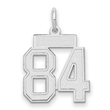 Image of 14K White Gold Small Satin Number 84 Charm