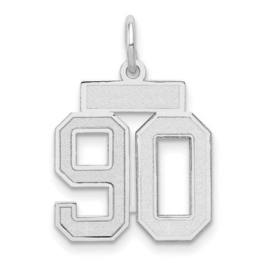 Image of 14K White Gold Small Satin Number 90 Charm