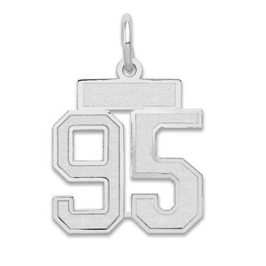 Image of 14K White Gold Small Satin Number 95 Charm