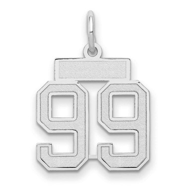 Image of 14K White Gold Small Satin Number 99 Charm