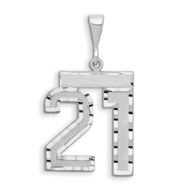 Image of 14K White Gold Small Shiny-Cut Number 21 Charm