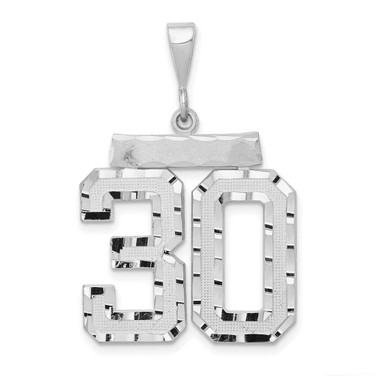 Image of 14K White Gold Small Shiny-Cut Number 30 Charm