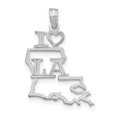 Image of 14K White Gold Solid Louisiana State Pendant